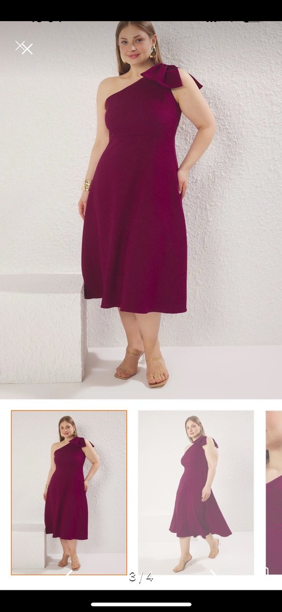 Mor Drapeli Uzun Abiye Elbise - Görsel 3