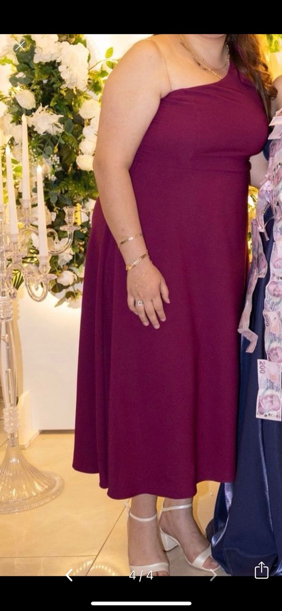 Mor Drapeli Uzun Abiye Elbise - Görsel 4