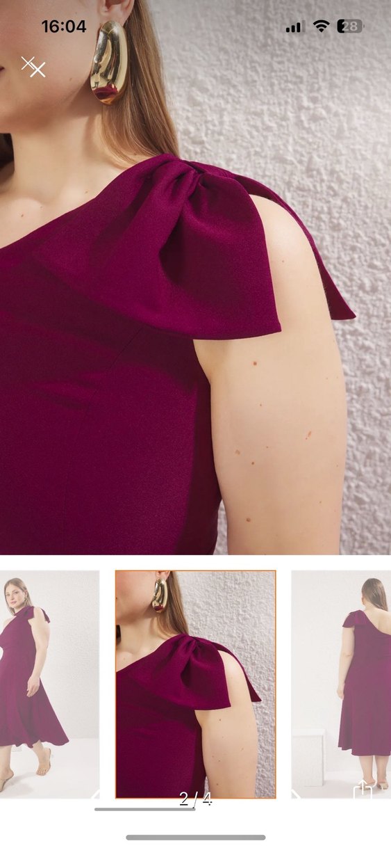 Mor Drapeli Uzun Abiye Elbise - Görsel 2