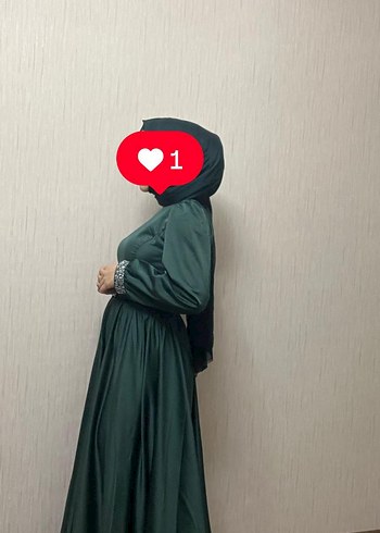 Uzun Koyu Yeşil Gotik Elbise - Görsel 3