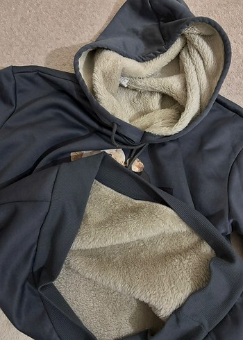 Gri Kapüşonlu Oversize Sweatshirt - Görsel 3