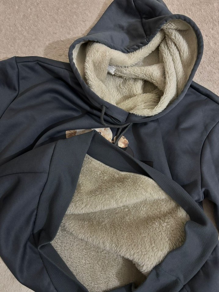 Gri Kapüşonlu Oversize Sweatshirt - Görsel 3