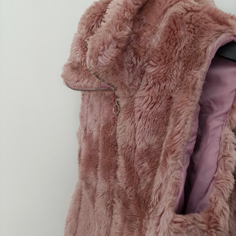 Pembe Kürklü Kadın Yelek - Görsel 2