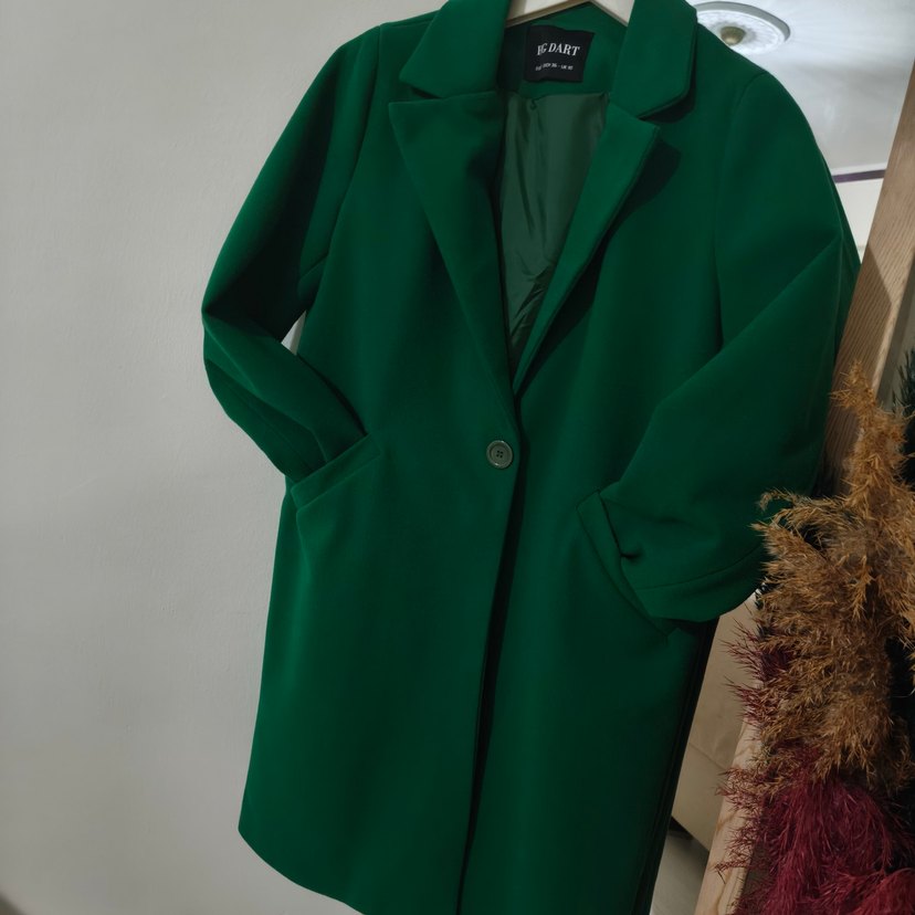 Kadın Yeşil Uzun Kollu palto - Görsel 4