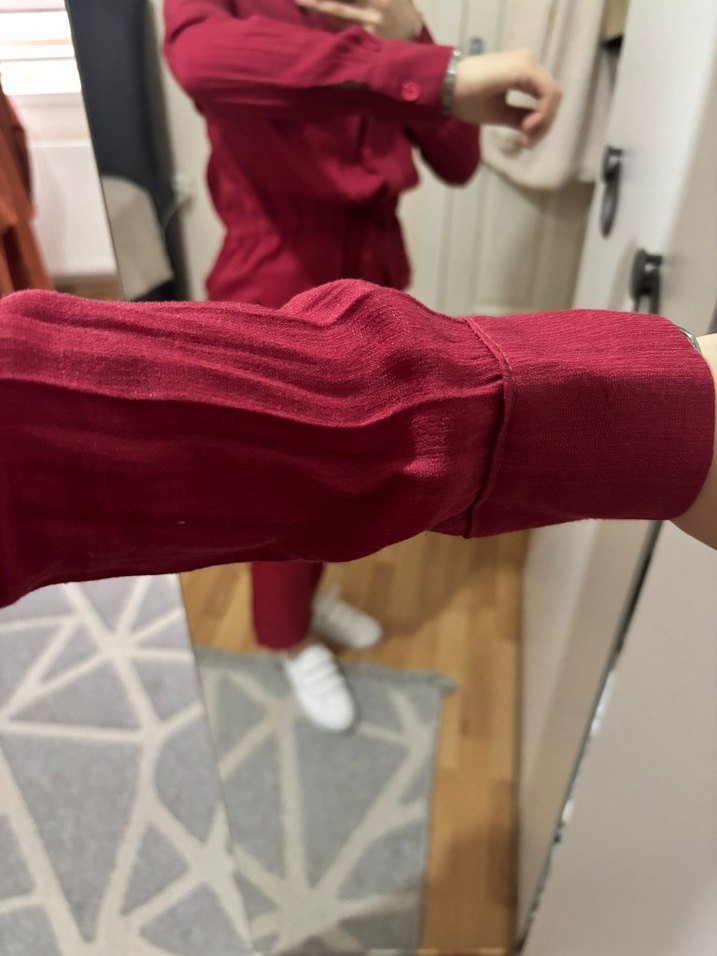 Bordo Kadın Salaş Midi Takım - Görsel 2