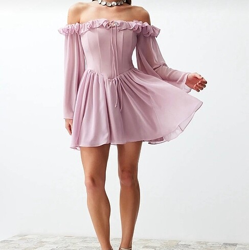 Pembe lila elbise