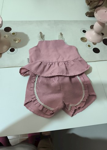 Diğer Pembe Fırfırlı Kız Bebek Takımı