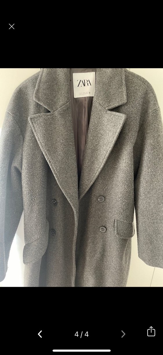 Çift Düğmeli Antrasit Kaban - Görsel 3