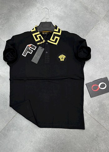 VERSACE Siyah Desenli Kısa Kollu Polo Tişört - Görsel 2
