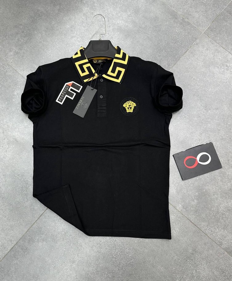 VERSACE Siyah Desenli Kısa Kollu Polo Tişört - Görsel 2