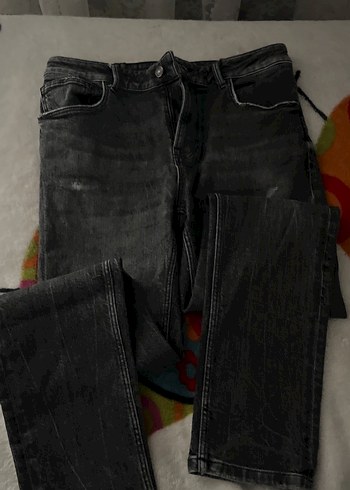 Kadın Gri Midi Bol Kesim Kot Pantolon - Görsel 2