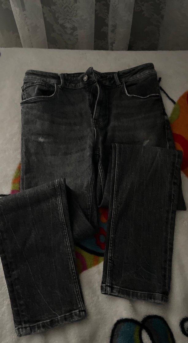 Kadın Gri Midi Bol Kesim Kot Pantolon - Görsel 2