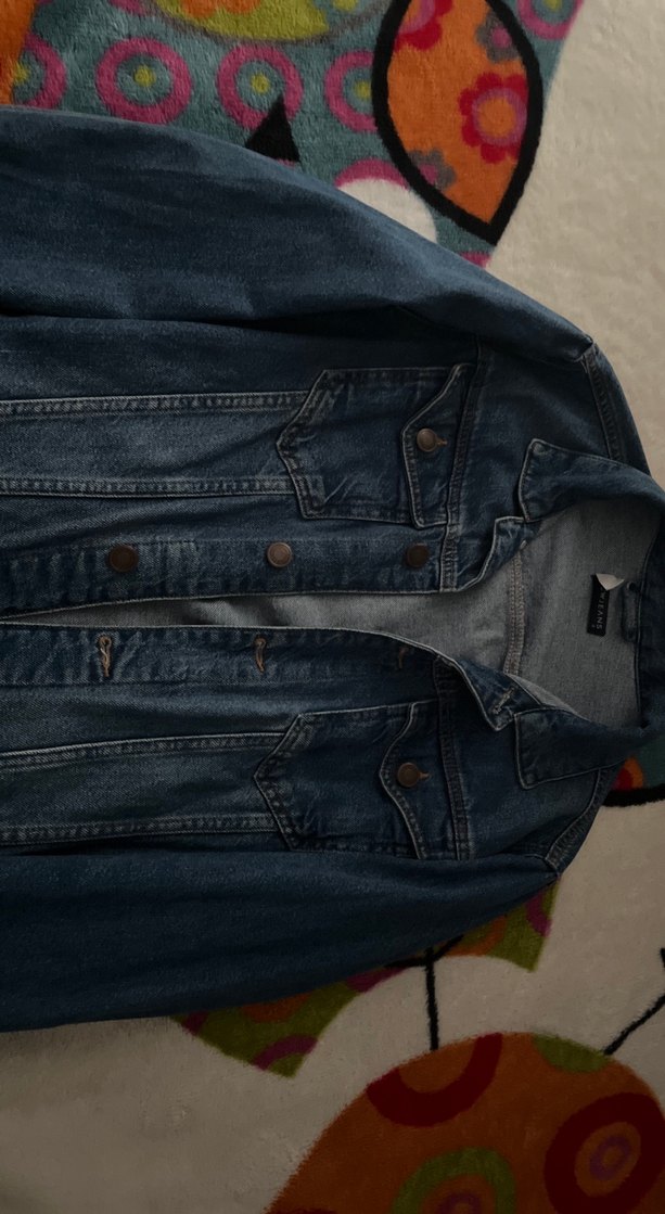 Düğmeli Lacivert Kadın Kot Ceket - Görsel 3