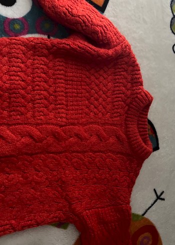 Kırmızı Örgü Kadın Kazak mango - Görsel 2