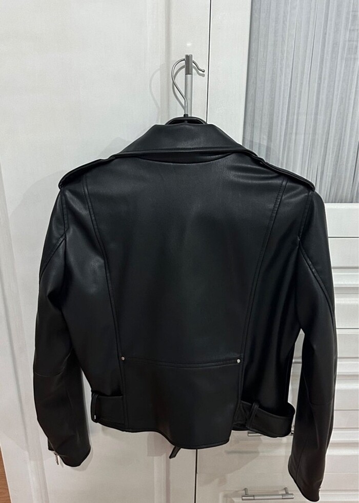 ZARA Suni Deri Biker Ceket - Görsel 2