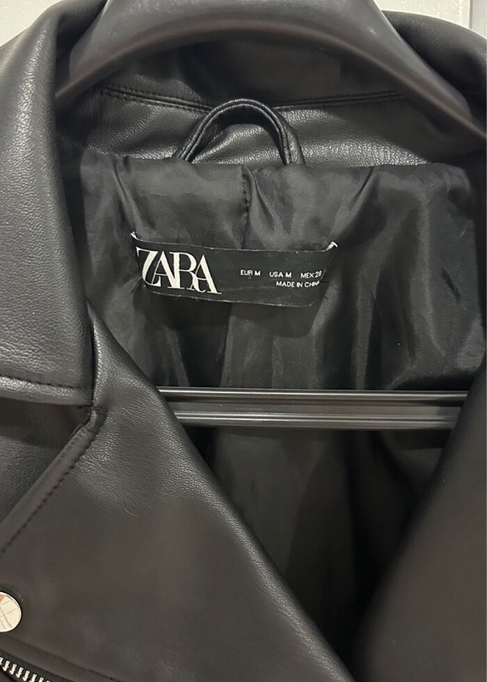 ZARA Suni Deri Biker Ceket - Görsel 3