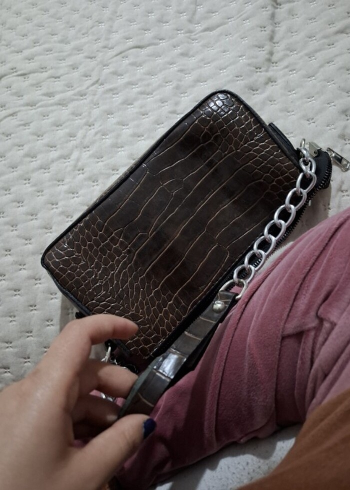 Kahverengi deri çanta  - Görsel 3