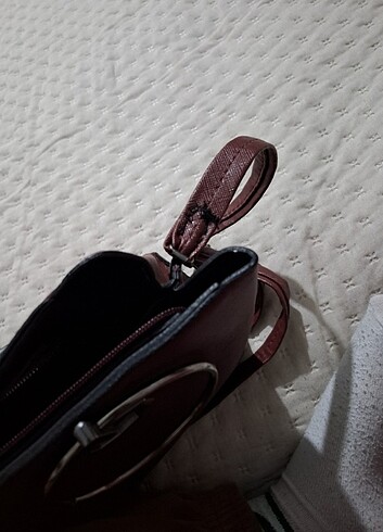 Bordo deri çanta - Görsel 5