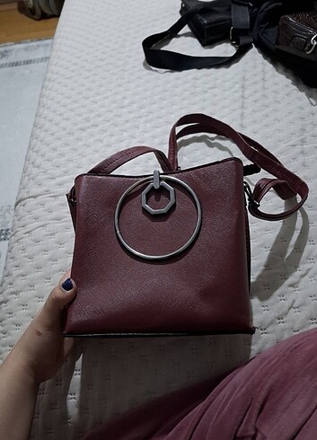 Bordo deri çanta - Görsel 2