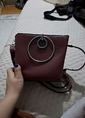 Bordo deri çanta - Görsel 3