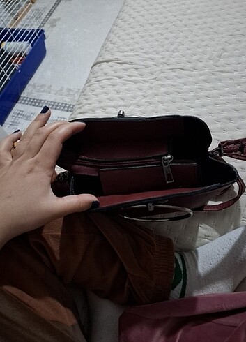 Bordo deri çanta - Görsel 4