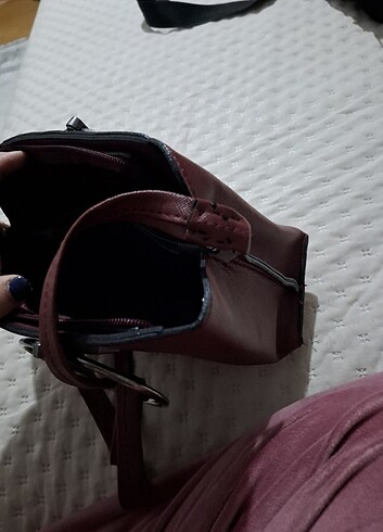 Bordo deri çanta - Görsel 6