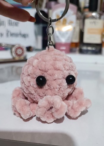 Pofuduk Örgü Pembe Ahtapot Anahtarlık - Görsel 3