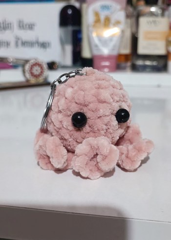 Pofuduk Örgü Pembe Ahtapot Anahtarlık - Görsel 2