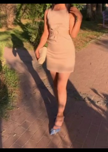 Zara Zara Midi Drapeli Kolsuz V Yaka Elbise