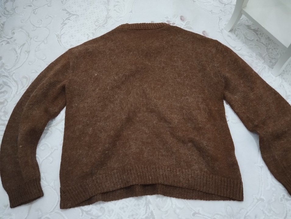 Kahverengi ve Gri Desenli erkek Kazak vintage - Görsel 2