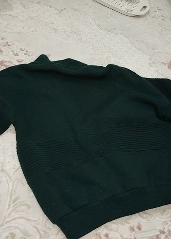 Düğmeli Yeşil Deri Detaylı Erkek Hırka vintage - Görsel 4