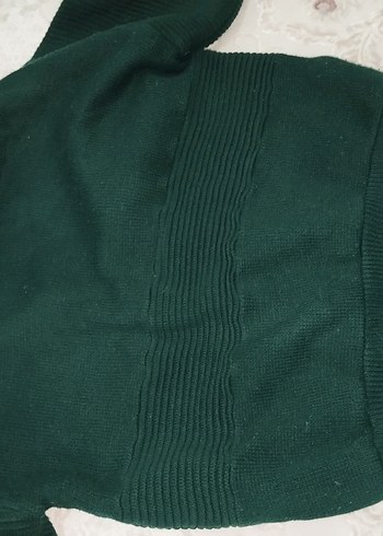 Düğmeli Yeşil Deri Detaylı Erkek Hırka vintage - Görsel 3