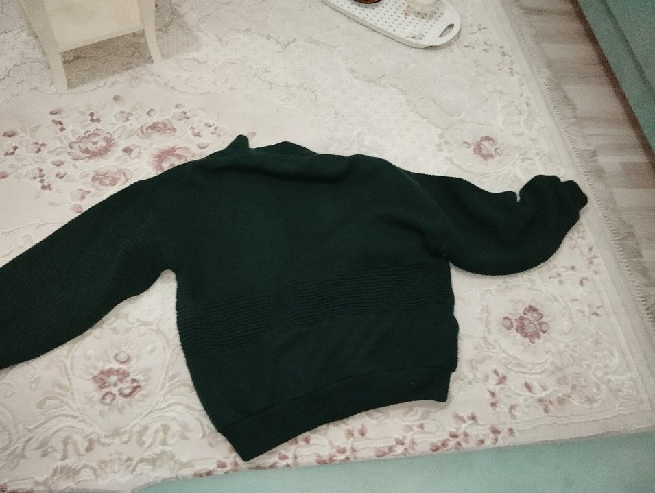 Düğmeli Yeşil Deri Detaylı Erkek Hırka vintage - Görsel 5