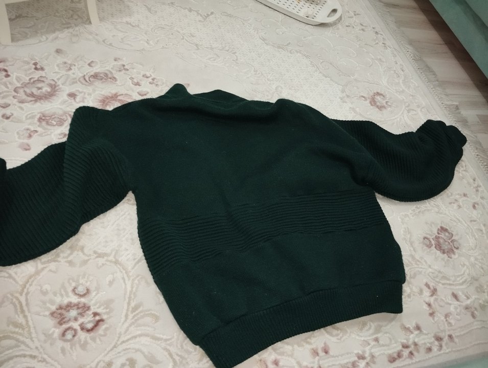 Düğmeli Yeşil Deri Detaylı Erkek Hırka vintage - Görsel 4