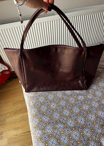 Bordoya Çalan Kahverengi Deri Bohem Kadın Çanta - Görsel 2