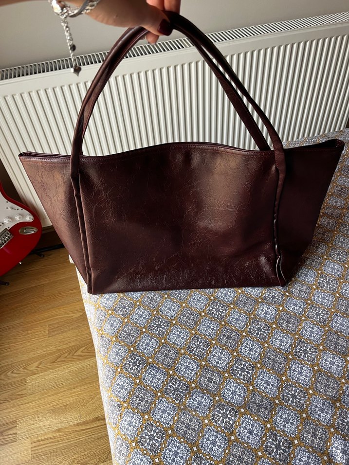 Bordoya Çalan Kahverengi Deri Bohem Kadın Çanta - Görsel 2