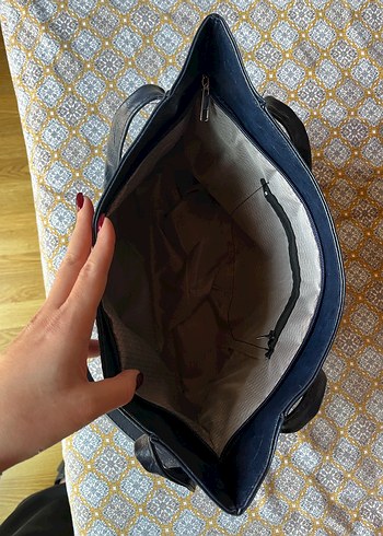 Lacivert Deri Kadın Omuz Çantası - Görsel 2