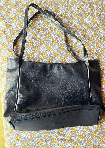 Lacivert Deri Kadın Omuz Çantası - Görsel 3