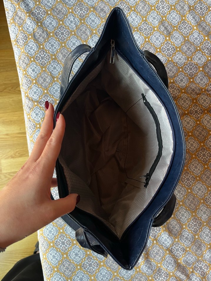 Lacivert Deri Kadın Omuz Çantası - Görsel 2