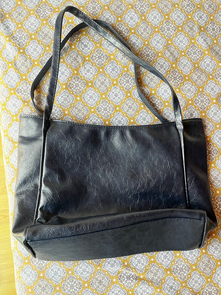 Lacivert Deri Kadın Omuz Çantası - Görsel 3