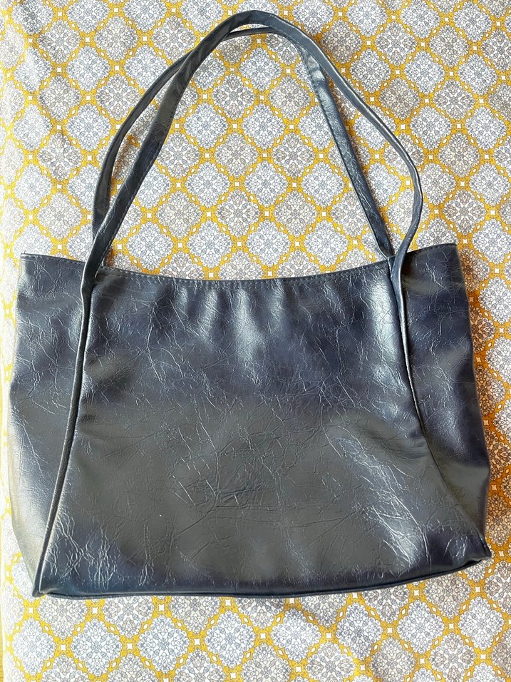 Lacivert Deri Kadın Omuz Çantası - Görsel 4