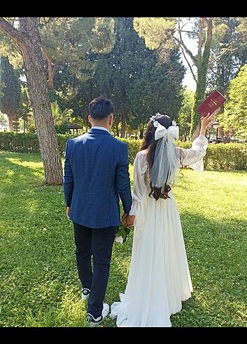 s Beden beyaz Renk Yırtmaçlı nikâh elbisesi