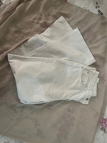 Wide leg beyaz jean