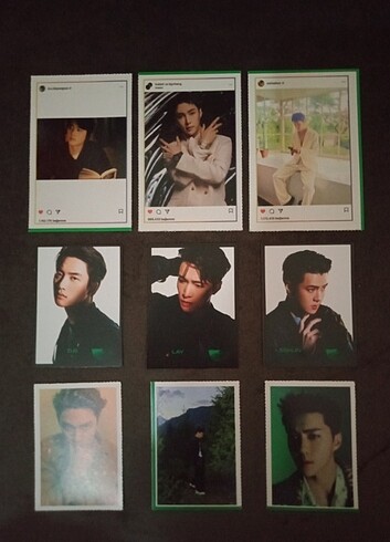 EXO Do, Lay ve Sehun insta kart (3 adet) + karton pc (6 adet)