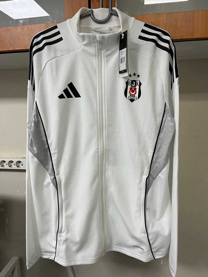 BJK Beyaz Fermuarlı Erkek Sweatshirt - Görsel 2