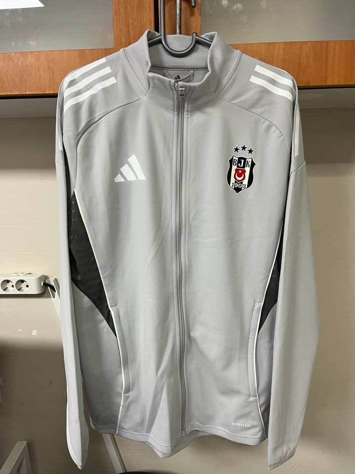 Beşiktaş Gri Fermuarlı Erkek Spor Ceket - Görsel 2