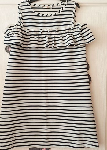 Çizgili Askılı 9-10 yaş elbise - Görsel 2
