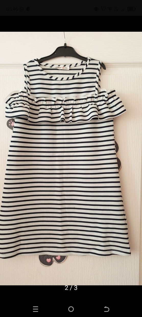Çizgili Askılı 9-10 yaş elbise - Görsel 2