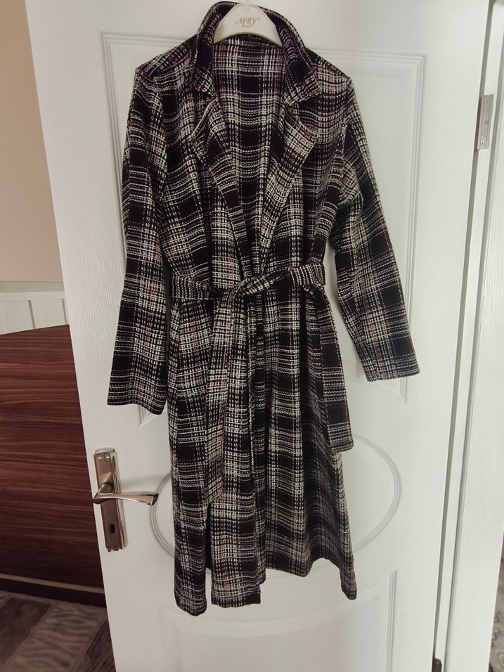 Düğmeli, Uzun, Salaş Kadın Kaban - Görsel 3