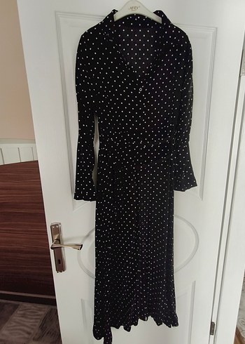 Uzun Kollu Puantiyeli elbise - Görsel 3